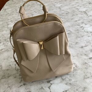 NWOT Beige Bow Backpack purse